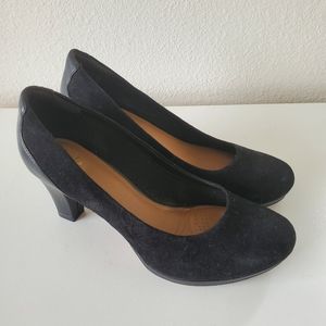 Clarks Black Leather Suede High Heels size 8.5